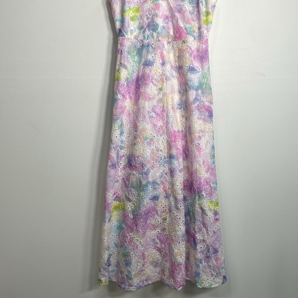 Adyson Parker Large Eyelet Watercolor Boho Midi Dress Cottagecore - Picture 5 of 15